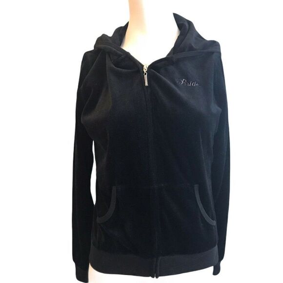 Ladies Size Large Hooded BRIDE Jacket Black Velvet - Picture 1 of 3